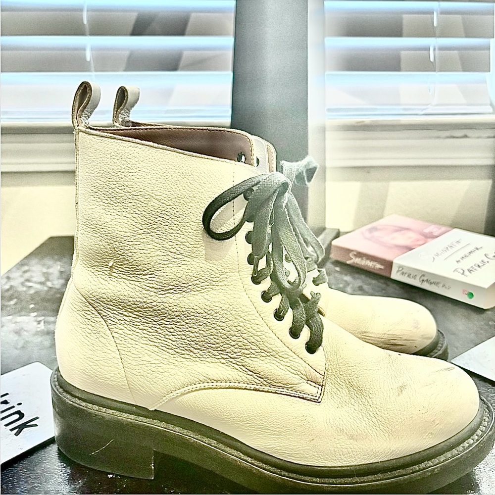 Women’s Frye Alice White Leather Combat Boots - Picture 2 of 16